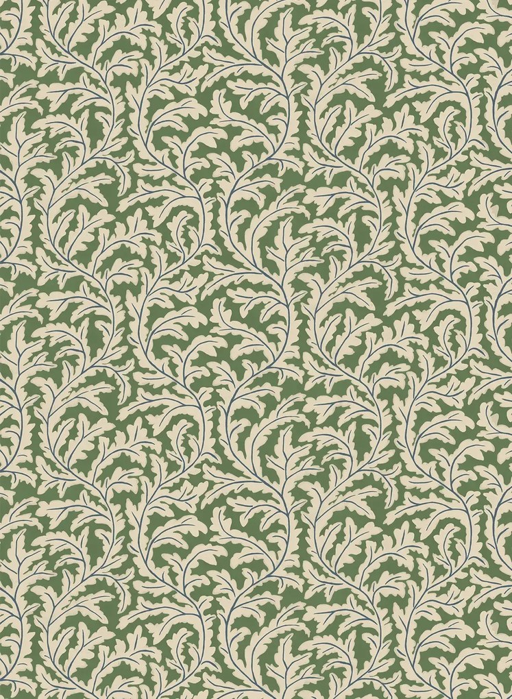 Josephine Munsey Tapete Frond Ogee - Brookes Green and Edge Sand
