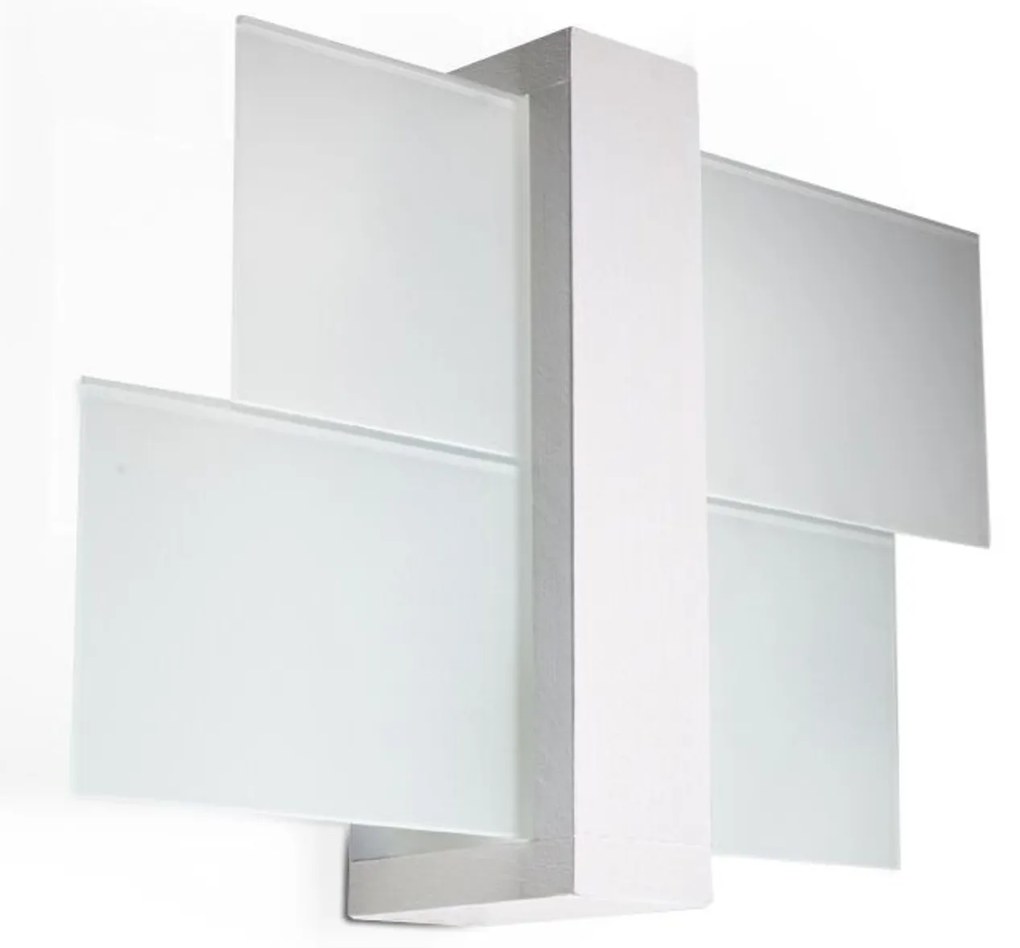 Applique da Soffitto in Legno e Vetro FENIKS 1 E27 Bianca da Interno