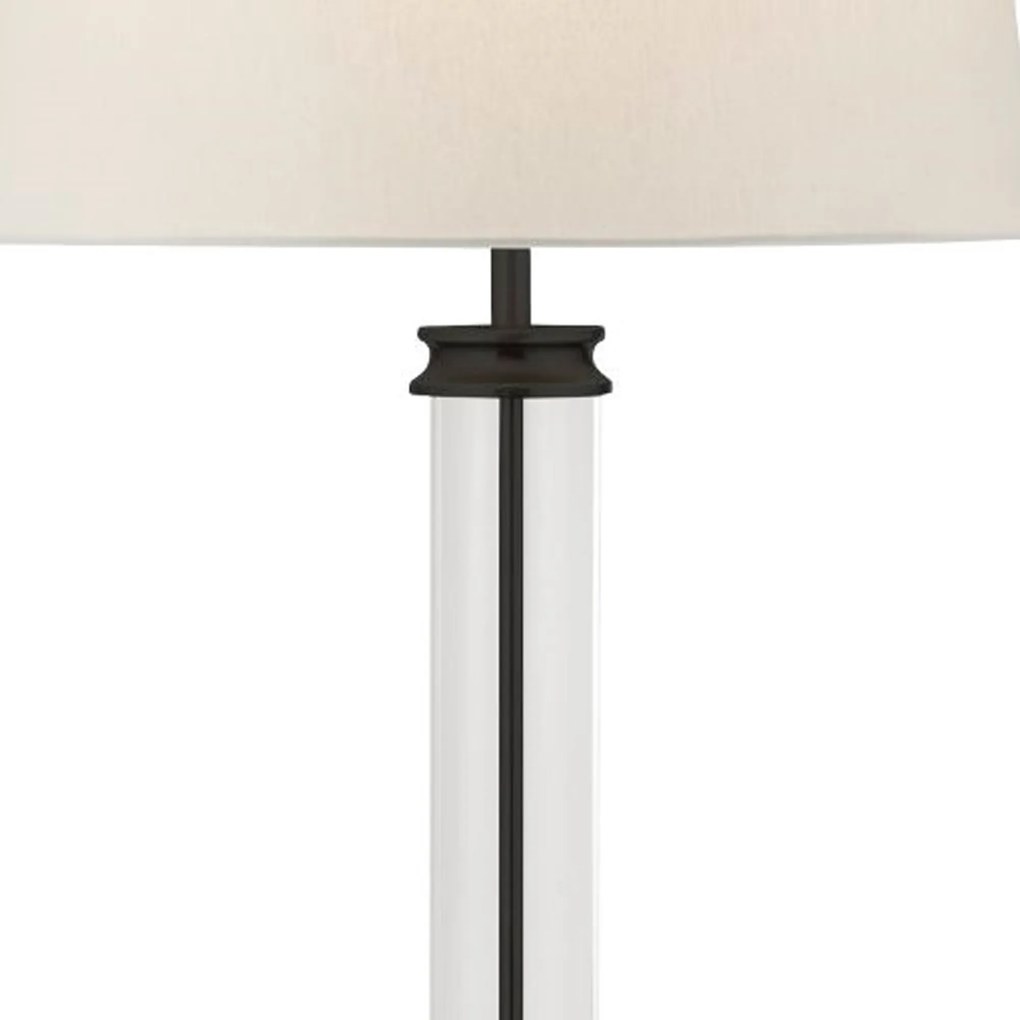 Piantana Contemporaneo Pedestal Acciaio Nero Vetro Bianco 1 Luce E27