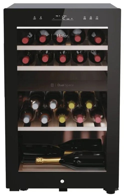 Cantinetta Vino Haier HWS42GDAU1 con Compressore Libera Installazione Luci 3D Natural Airflow System Nero