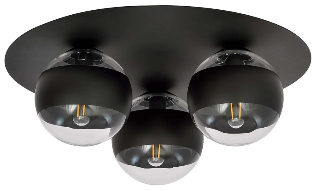Plafoniera Minimal Mnemosine Acciaio Nero 3 Luci E14 Ip20