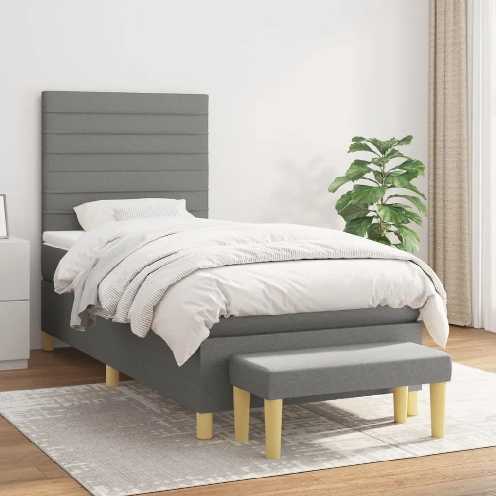 Giroletto A Molle Con Materasso Grigio Scuro 100x200 Cm Tessuto /