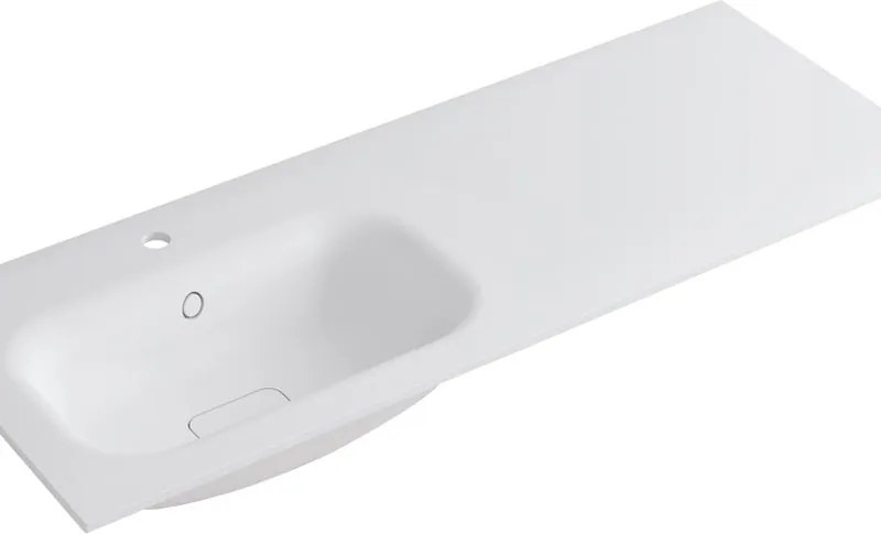 Lavabo a incasso rettangolare vasca a sinistra L 120.5 x H 15 x P 46 cm in resina bianco opaco