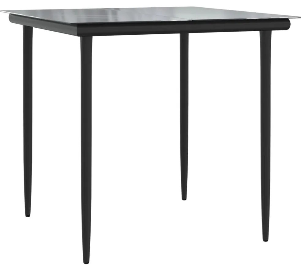 Set da pranzo da giardino 5 pz nero con cuscini in polyrattan