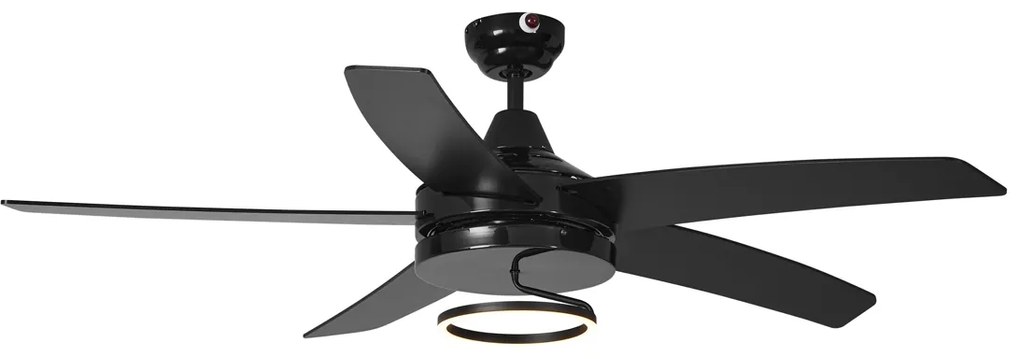 Ventilatore da soffitto nero 132 cm con LED e telecomando - Cool Anello