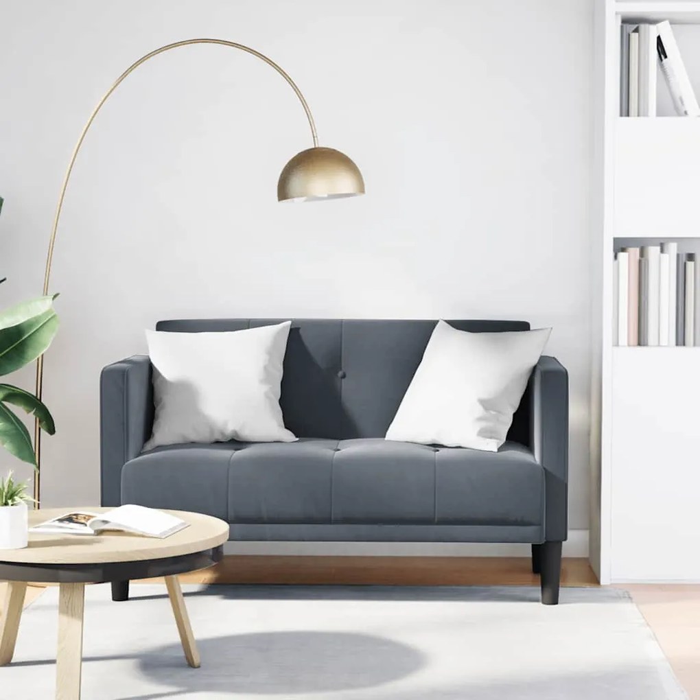 Divano Divanetto Grigio Scuro 111 Cm İn Velluto /