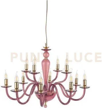 Lampadario paganini 12 luci borgogna oro attacco e14 d.84cm
