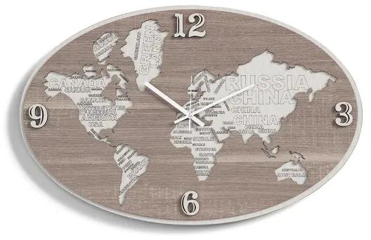 Orologio da parete in legno laminato PLANISFERO2 70x45 cm TRS