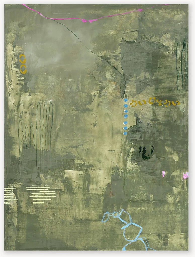 Dipinto su tela dipinto a mano Green Petite