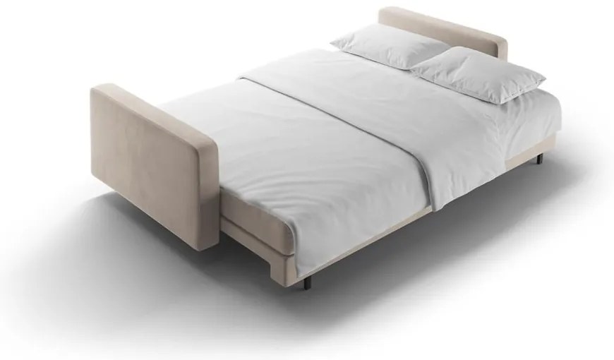 Divano beige allungabile/con contenitore con rivestimento in velluto 222 cm Bali – Cosmopolitan Design