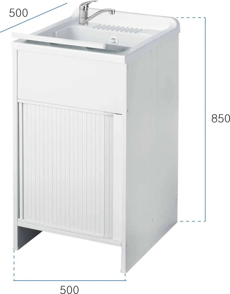 Mobile Lavatoio in PVC 50x50x85 cm con Serranda Forlani Esterni Roc Bianco...