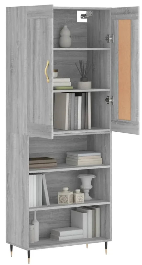 Credenza grigio sonoma 69,5x34x180 cm in legno multistrato
