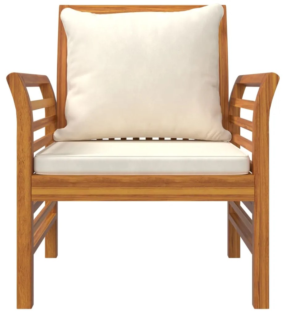 Set salotto da giardino 5 pz con cuscini legno massello acacia