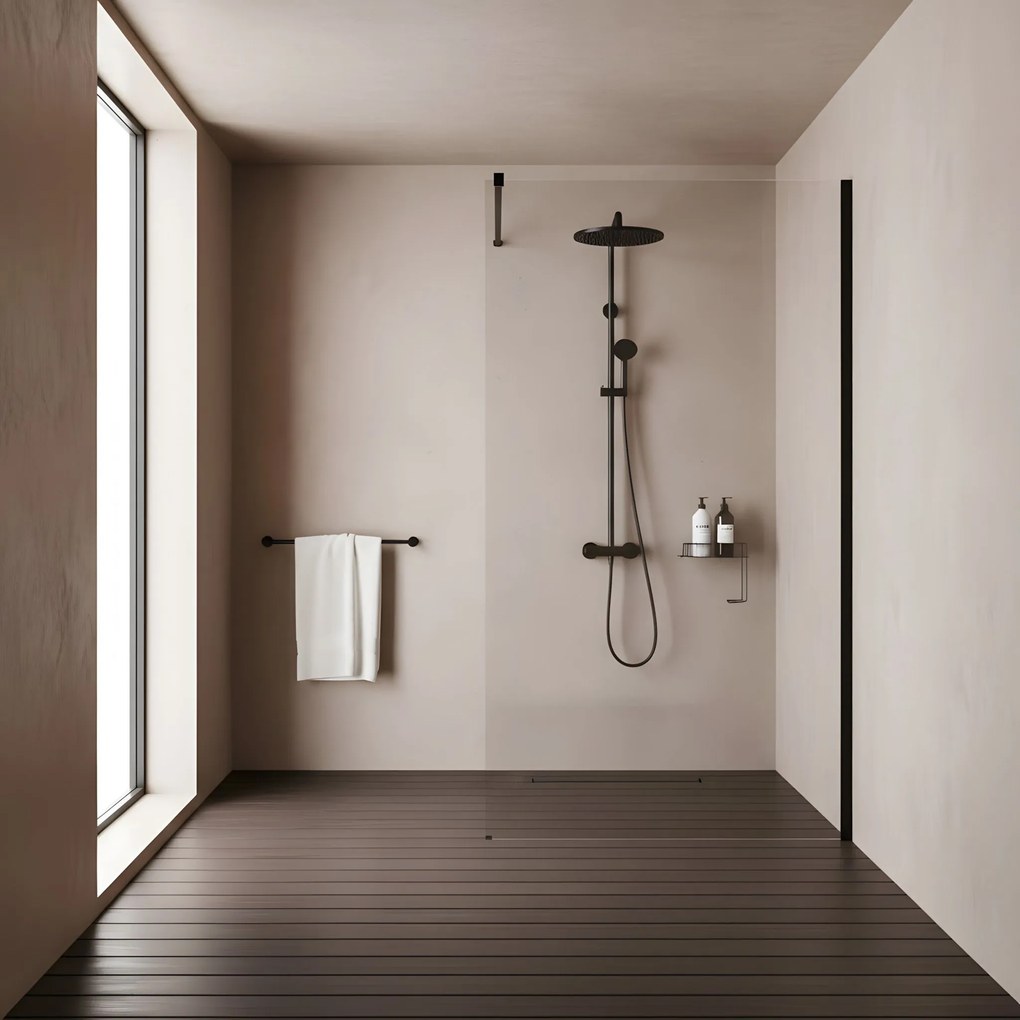 Parete doccia Rea Flexi Transparent / Black 90