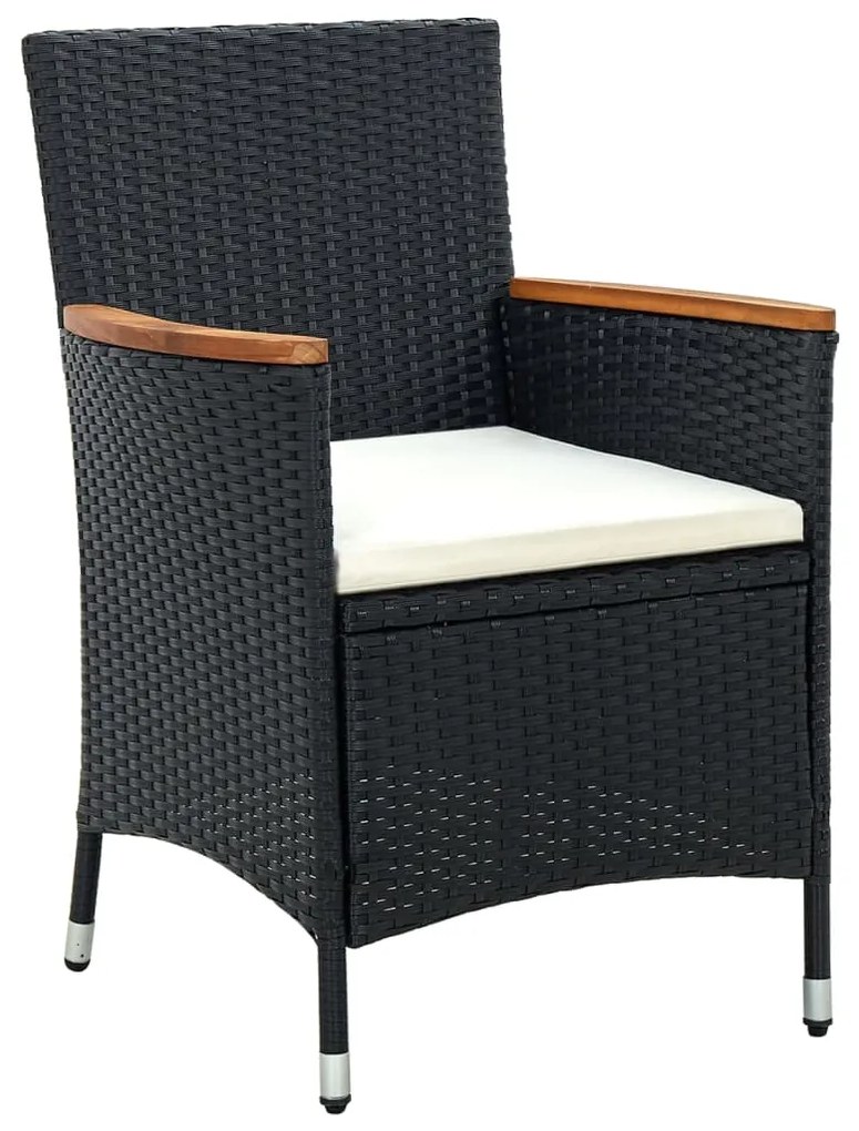 Sedie da pranzo per giardino 4 pz in polyrattan nero