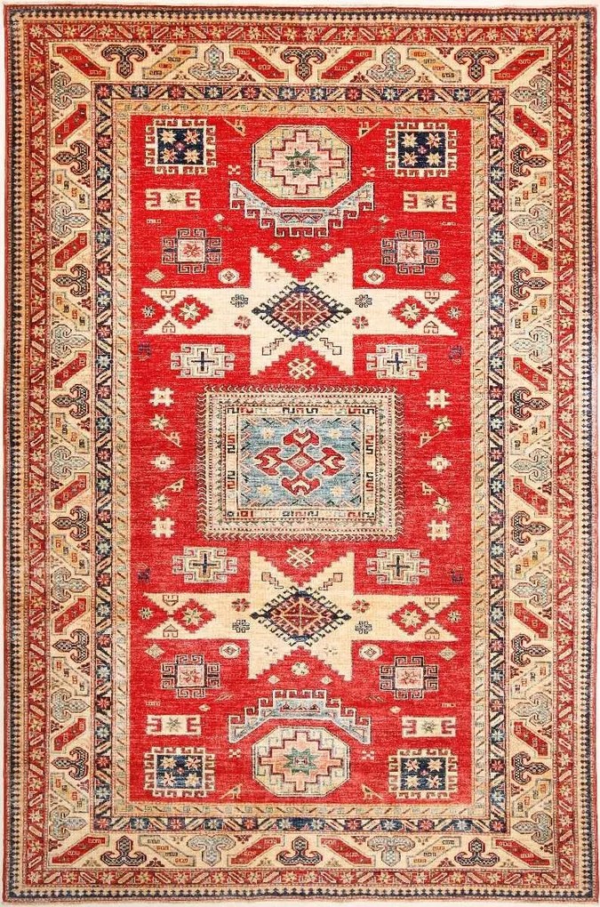 Kazak Tappeto orientale 200x300 Rosso (Pakistan) Annodato A Mano