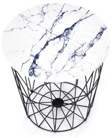 Tavolino HARISSA 41x42 cm nero/bianco marmor decor