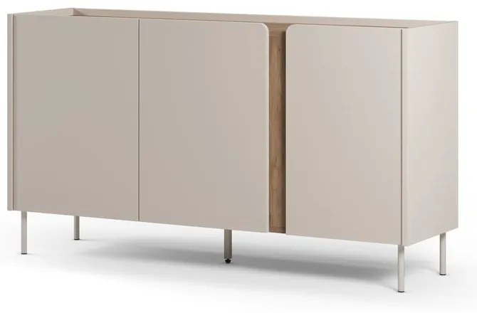 Cassettiera effetto rovere in colore crema-naturale 150x82,5x40,5 cm Lucile - Marckeric