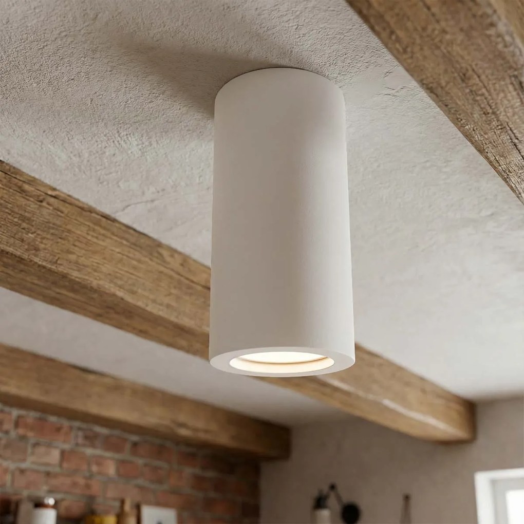 Plafoniera LED Ø70 x 140mm GU10 in Gesso Pitturabile Cilindrica