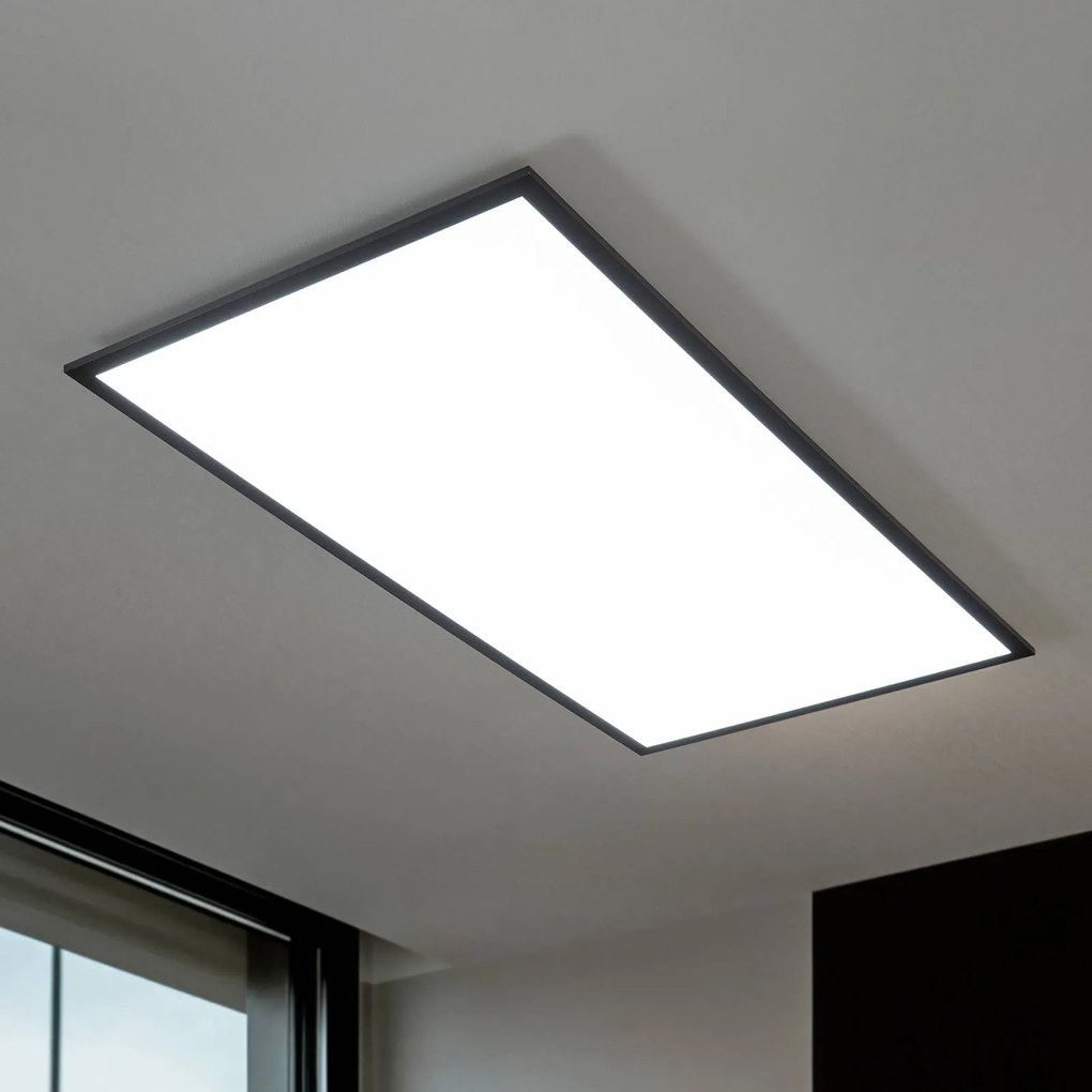 Pannello LED Lindby Nelios, 120 x 60 cm, CCT, nero, metallo