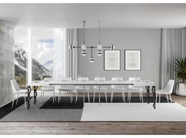 Tavolo Karamay Allungabile piano Bianco Frassino 90x180Allungato 440 telaio Antracite