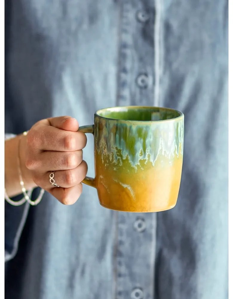 Tazzina gialla e verde chiaro in gres 400 ml Milani – Bloomingville