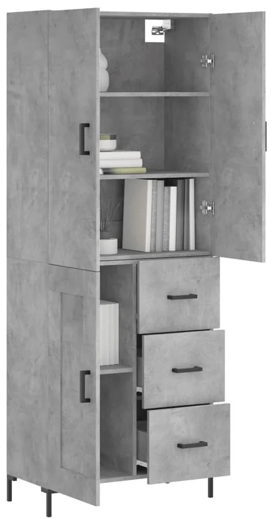 Credenza Grigio Cemento 69,5x34x180 cm in Legno Multistrato