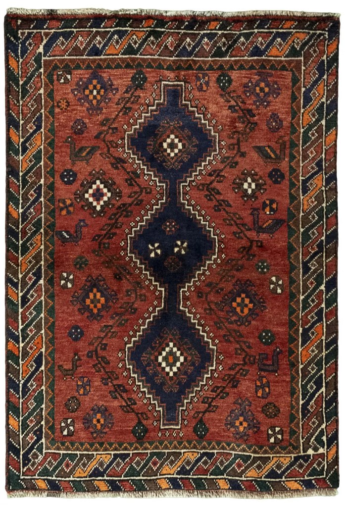 Shiraz Tappeto persiano 150x110 Rosso (Iran) Annodato A Mano