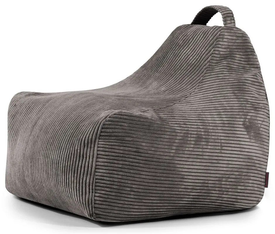 Pouf a sacco per bambini grigio scuro con rivestimento in velluto a coste Game Amuse – SLOWDOWN