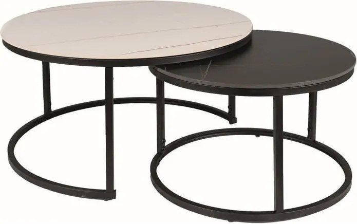 Set di Tavolini da caffè Ferrante B in bianco opaco + nero opaco