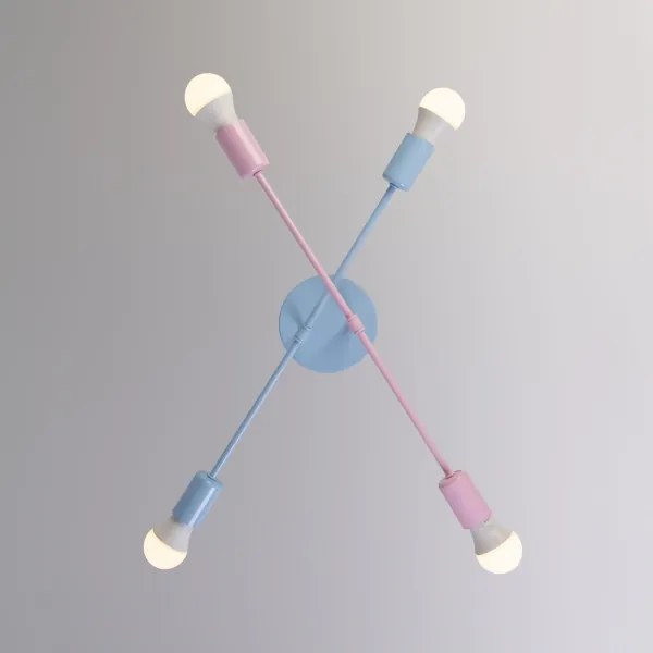 Plafoniera CAMBRIDGE 4x E27/15W/230V blu/rosa