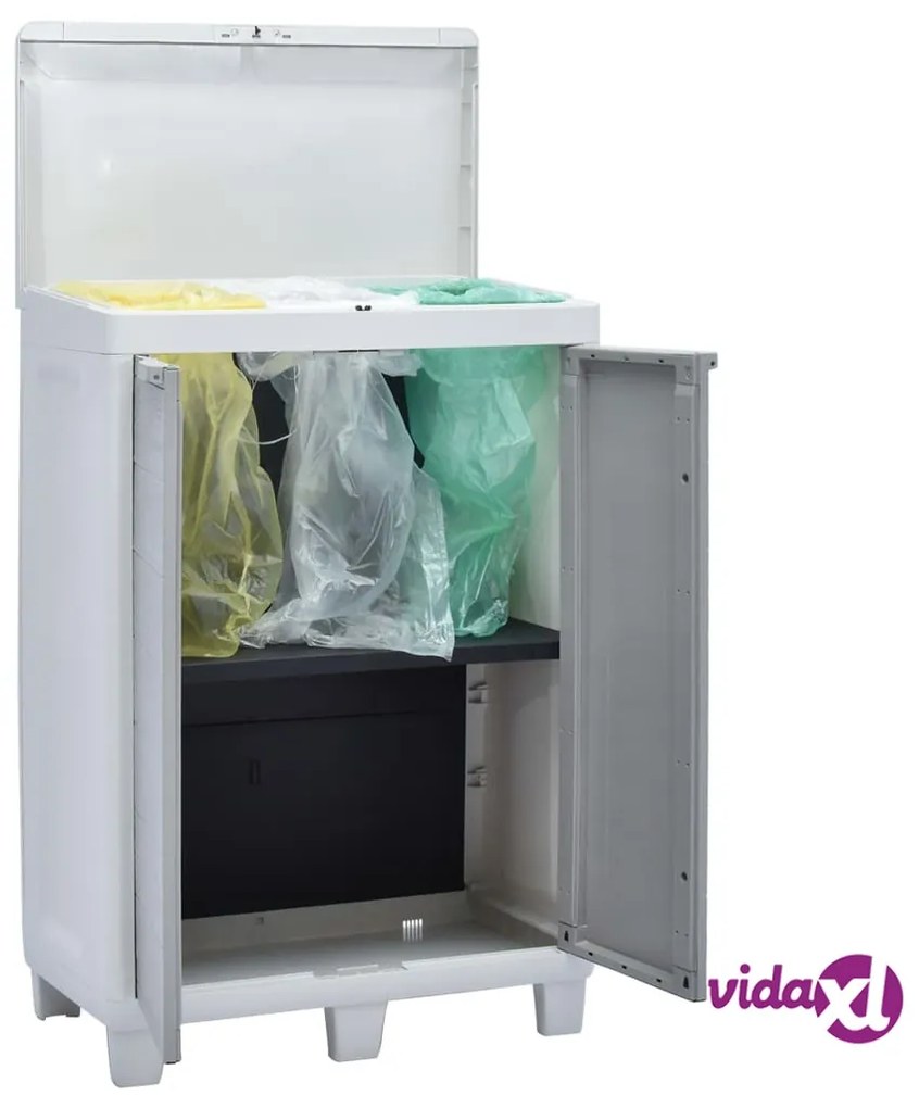 vidaXL Pattumiera da Giardino con 3 Sacchi Grigio Chiaro 65x38x102 cm