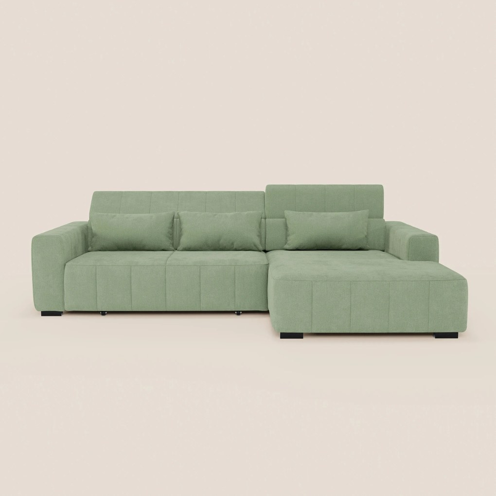 Doric Divano angolare con penisola e sedute allungabili con relax elettrico - poggiatesta reclinabili in tessuto smacchiabile T23