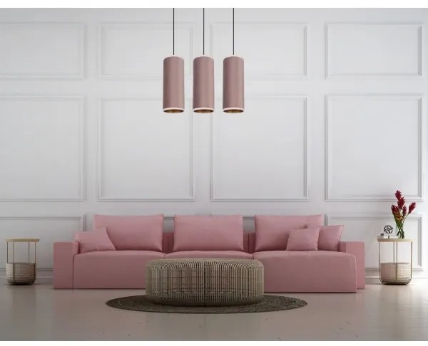 Lampadario a cavo AVALO 3xE27/60W/230V rosa/rame