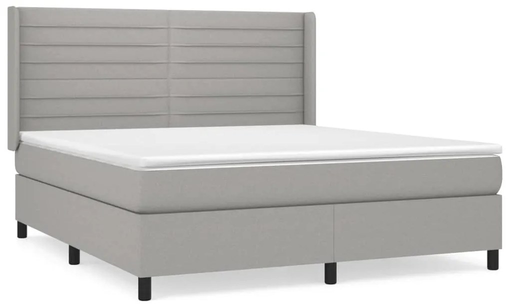 Giroletto a molle con materasso grigio chiaro160x200 cm tessuto