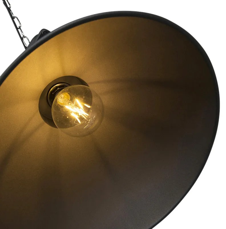 Lampada a sospensione industriale intelligente nera incl. A60 WiFi 38,5 cm - Sicko