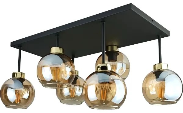 Lampadario a plafone NESSA 6xE27/60W/230V nero/oro/fumé beige