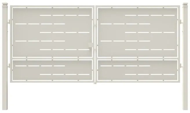 Cancello elettrico battente Privacy in ferro, apertura centrale, L 408.5, H 180 cm, di colore bianco