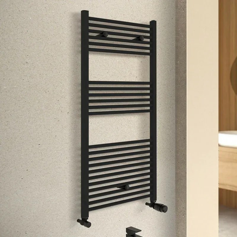 Termoarredo scaldasalviette 500x1200 nero opaco con interasse 45 cm