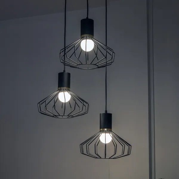 Lampadario a sospensione con cavo SOLANO 3xE27/15W/230V nero/oro