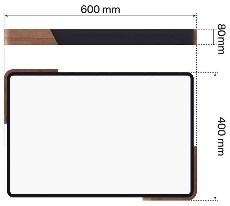 Plafoniera LED Rettangolare 30W CCT, 60x40cm, Legno/Nero - OSRAM LED Colore Bianco Variabile CCT