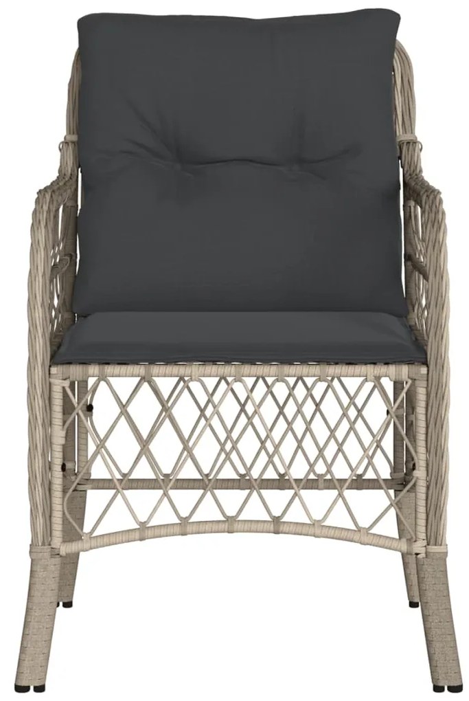 Sedie da giardino con cuscini 2 pz grigio chiaro in polyrattan