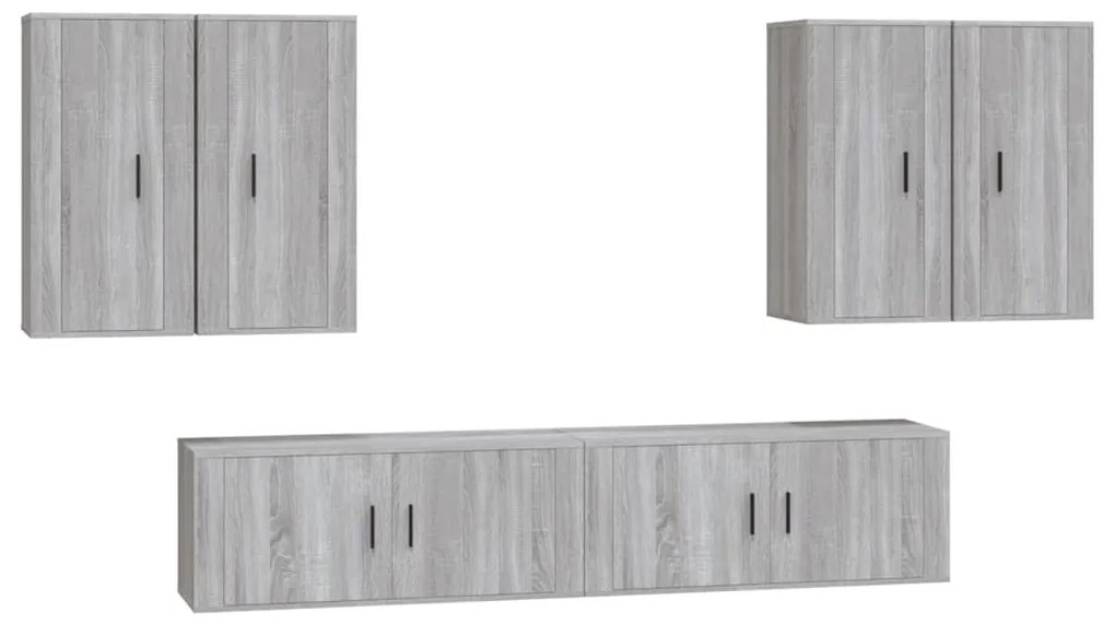 Set di Mobili Porta TV 6 pz Grigio Sonoma in Legno Multistrato