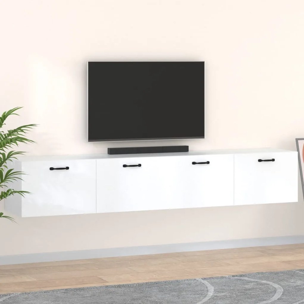 Mobili Parete 2 Pz Bianco 100x36,5x35 Cm İn Legno Multistrato /