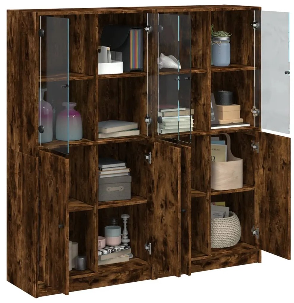 Libreria ante rovere fumo 136x37x142 cm in legno multistrato