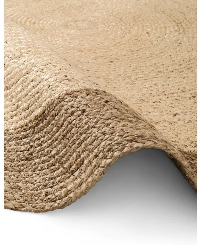 Tappeto rotondo greige in iuta reversibile e tessuto a mano ø 120 cm Jutta Greige – Hanse Home
