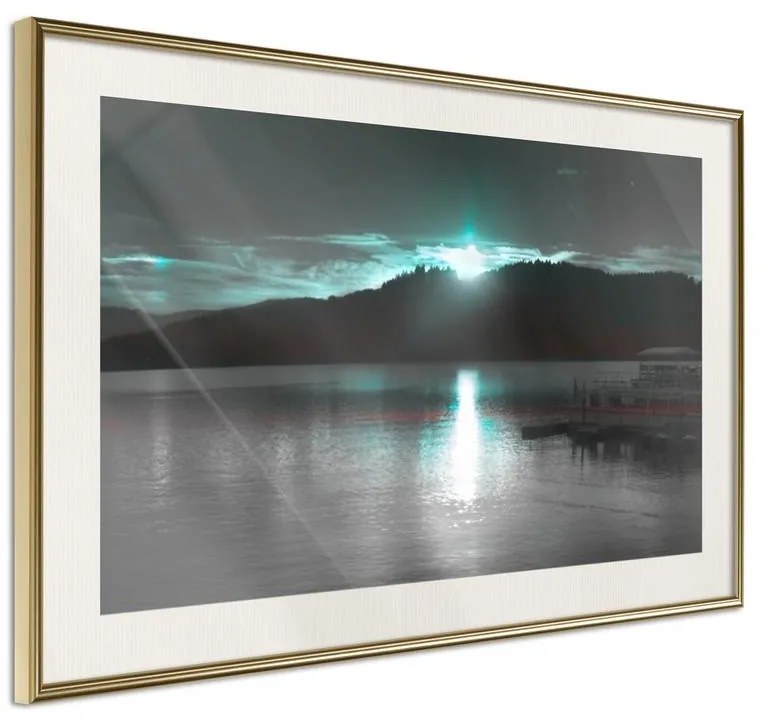 Poster  Aurora at the Horizon  Cornice Quadri Cornice d'oro con passe-partout, Larghezza x Altezza Home decor 90x60