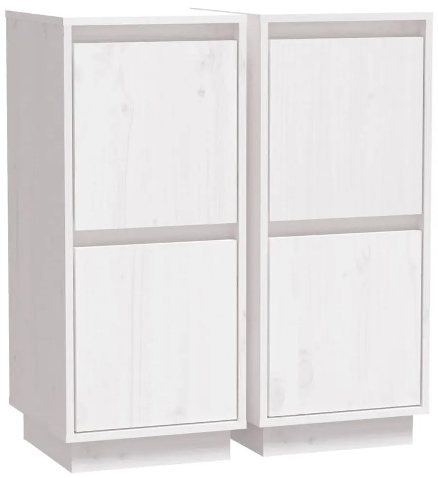 Credenze 2 pz bianco 31,5x34x75 cm in legno massello di pino