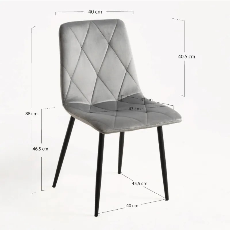 Sedia Lyke Velluto - Grigio