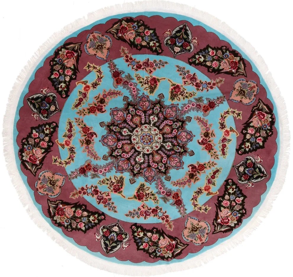 Tabriz Tappeto 250x250 Rosa (Iran) Annodato A Mano